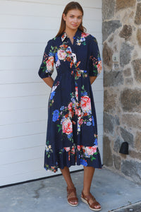 Cecila Navy Midi Dress