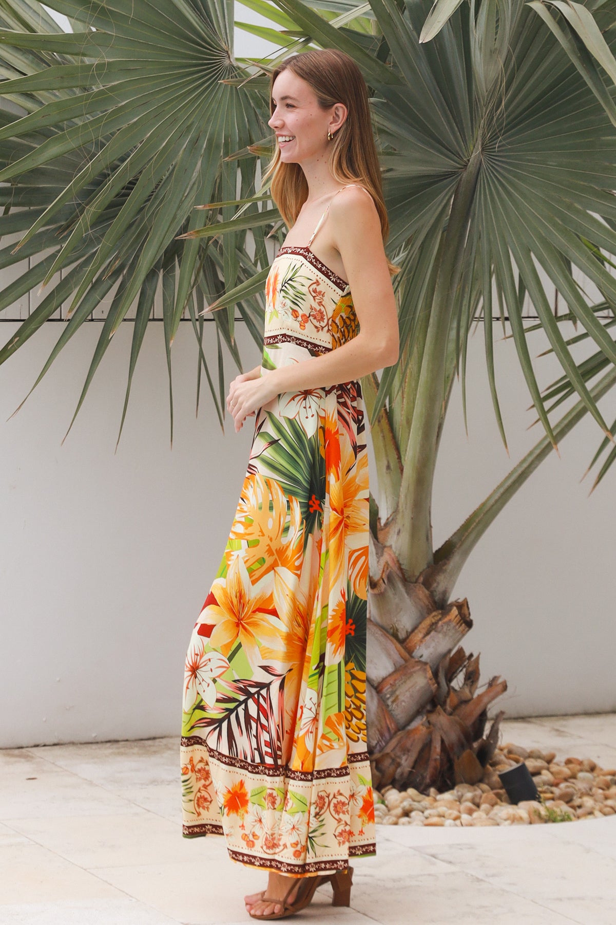 Tiara Brown Slip Maxi Dress