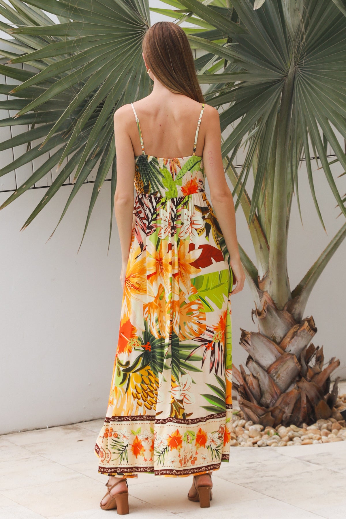 Tiara Brown Slip Maxi Dress