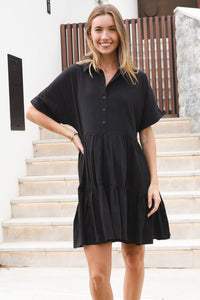 YF0086SP Cotton Black Mini Dress