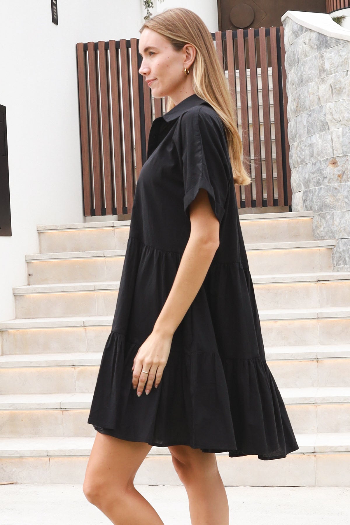 YF0086SP Cotton Black Mini Dress