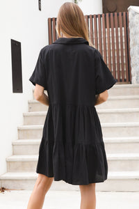 YF0086SP Cotton Black Mini Dress