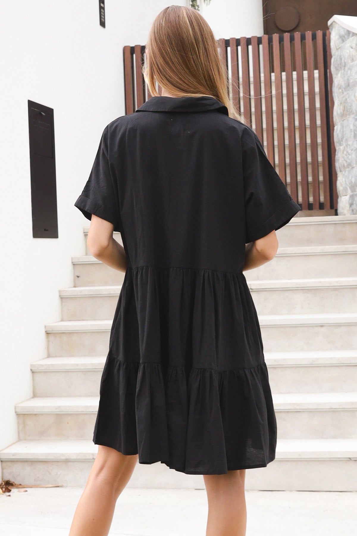 YF0086SP Cotton Black Mini Dress