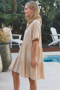 YF0088SP Cotton Beige Mini Dress