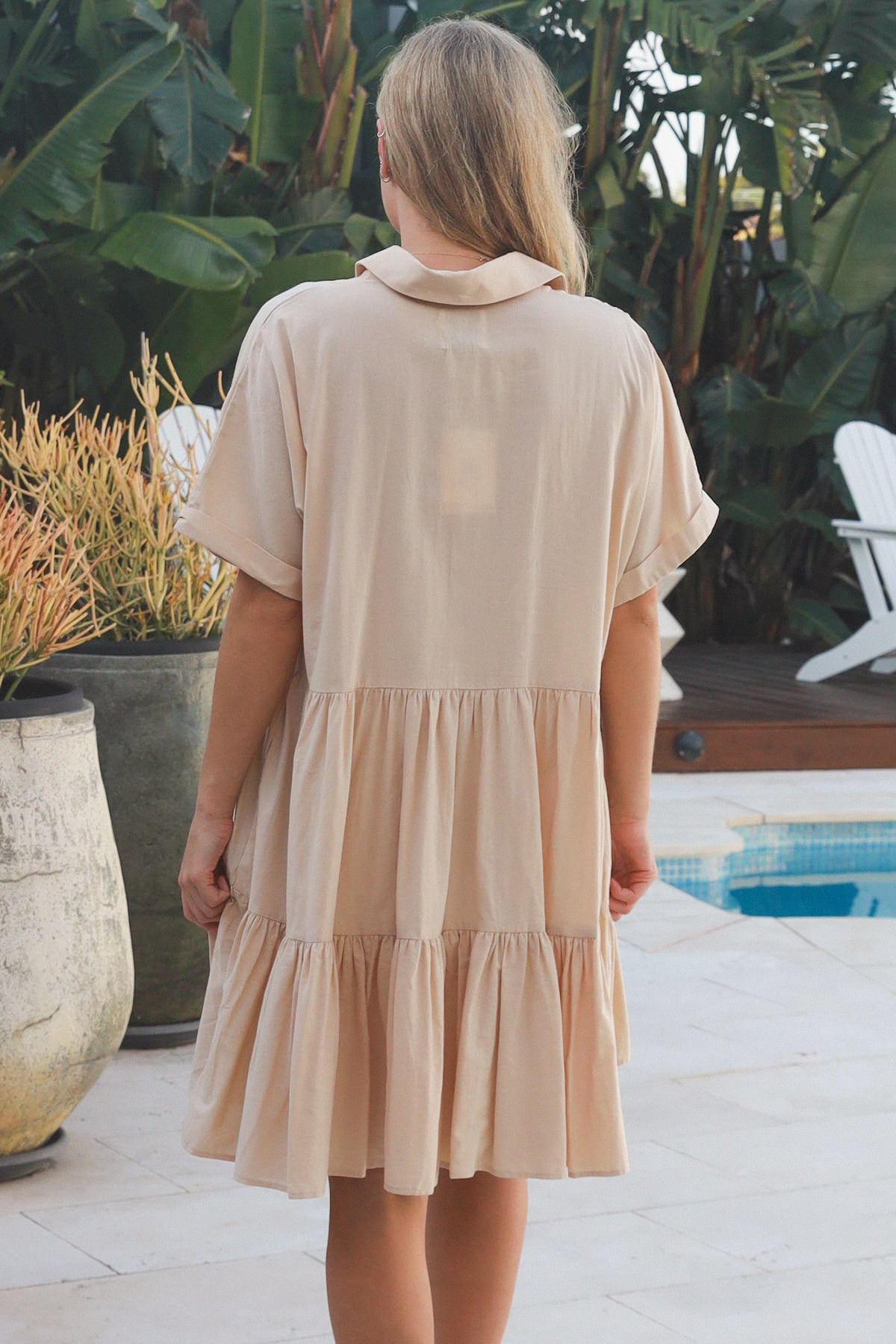 YF0088SP Cotton Beige Mini Dress